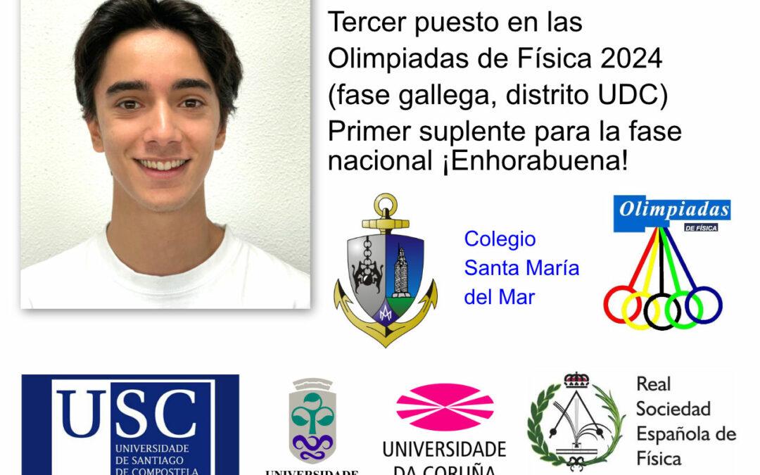 Alfonso Trillo Reboredo: Tercer puesto y primer suplente en las Olimpiadas de Física (fase gallega, distrito UDC).
